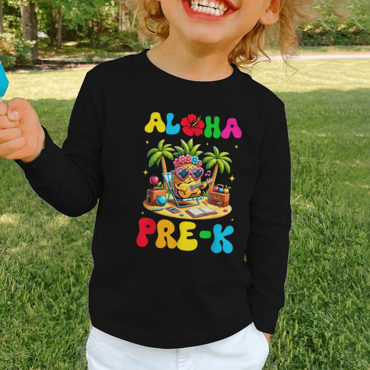 Aloha Pre-K Pineapple Hawaii Back To School Kids Girls Graphic Toddler Long Sleeve Tee Aloha Pre-K Pineapple Hawaii Back To School Kids Girls Graphic Toddler Long Sleeve Tee