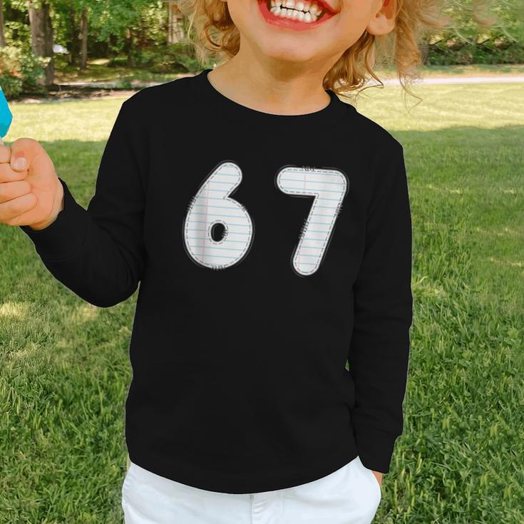 Back To School 67 Notebook Number For Class Year Graphic Toddler Long Sleeve Tee Back To School 67 Notebook Number For Class Year Graphic Toddler Long Sleeve Tee