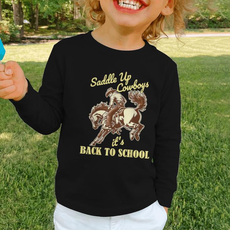 Back To School Cowboy Rodeo Country Western Saddle Up Boys Graphic Toddler Long Sleeve Tee
