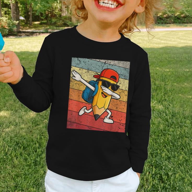 Back To School Dabbing Pencil First Day Boys Kids Graphic Toddler Long Sleeve Tee Back To School Dabbing Pencil First Day Boys Kids Graphic Toddler Long Sleeve Tee