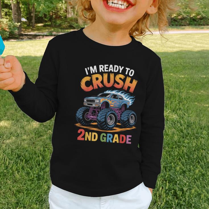 Back To School I'm Ready To Crush 2nd Grade Graphic Toddler Long Sleeve Tee