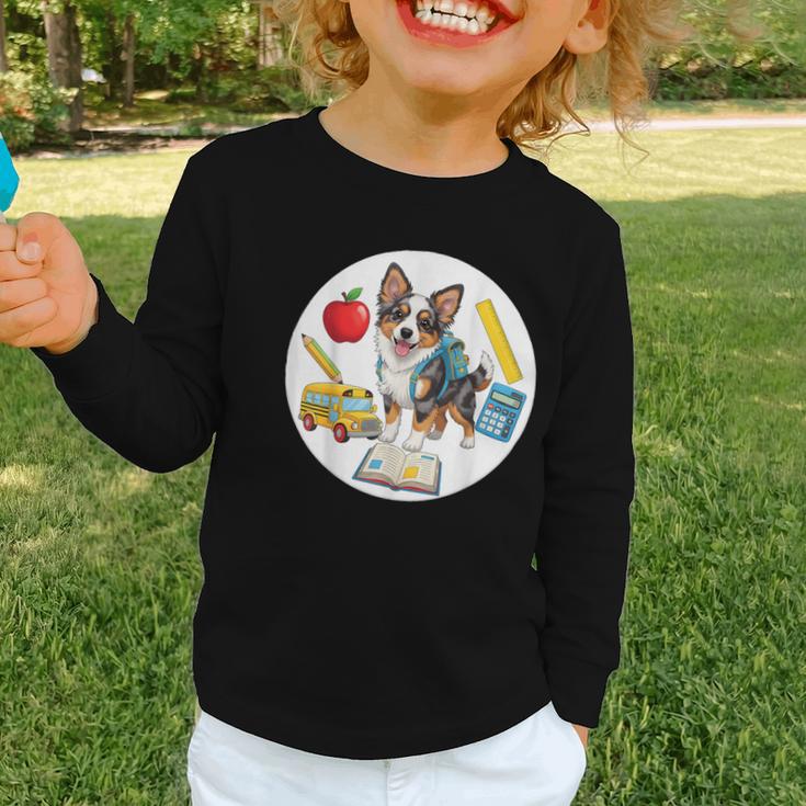 Back To School Miniature American Shepherd Dog Boys Girls Graphic Toddler Long Sleeve Tee Back To School Miniature American Shepherd Dog Boys Girls Graphic Toddler Long Sleeve Tee