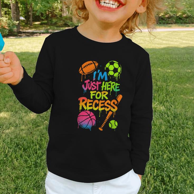 Back To School Sports Basketball Football Recess Graphic Toddler Long Sleeve Tee Back To School Sports Basketball Football Recess Graphic Toddler Long Sleeve Tee