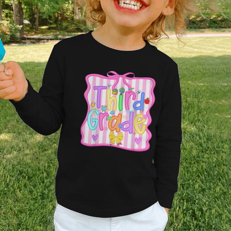 Back To School Third Grade Girls Coquette Bow 3rd Grade Kids Graphic Toddler Long Sleeve Tee Back To School Third Grade Girls Coquette Bow 3rd Grade Kids Graphic Toddler Long Sleeve Tee