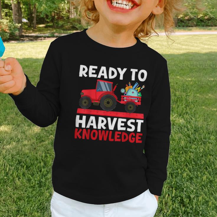 Back To School Tractor Farmer Boys First Day Of School Kids Graphic Toddler Long Sleeve Tee