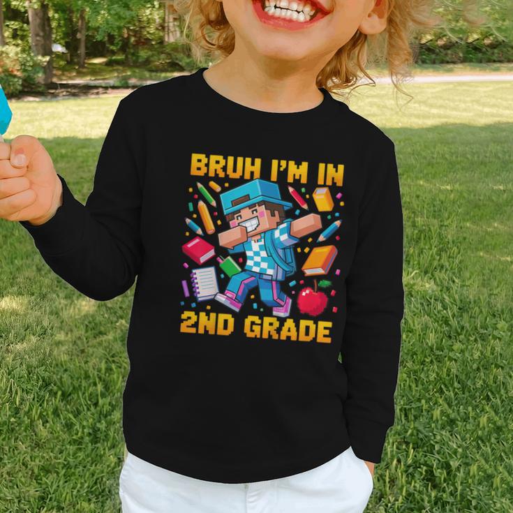 Bruh I'm In 2nd Grade Dabbing Boys Kids Gamer Back To School Graphic Toddler Long Sleeve Tee Bruh I'm In 2nd Grade Dabbing Boys Kids Gamer Back To School Graphic Toddler Long Sleeve Tee