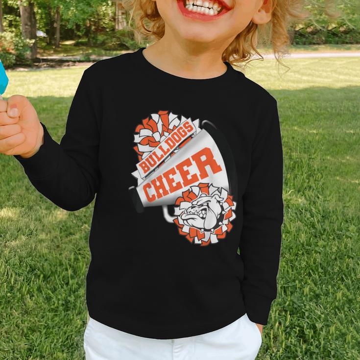 Bulldogs Cheerleading Back To School Cheer Team Orange Graphic Toddler Long Sleeve Tee Bulldogs Cheerleading Back To School Cheer Team Orange Graphic Toddler Long Sleeve Tee