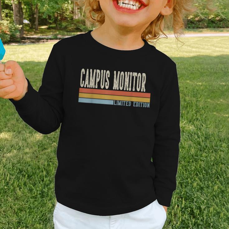 Campus Monitor Week Retro Vintage Back To School Day Graphic Toddler Long Sleeve Tee Campus Monitor Week Retro Vintage Back To School Day Graphic Toddler Long Sleeve Tee
