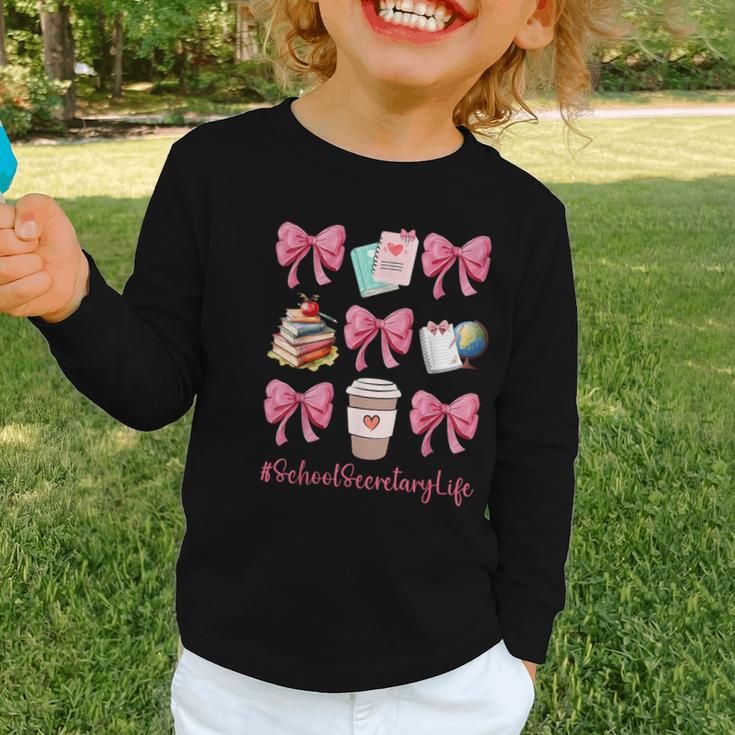 Cute Coquette Bows School Secretary Life Back To School Graphic Toddler Long Sleeve Tee Cute Coquette Bows School Secretary Life Back To School Graphic Toddler Long Sleeve Tee