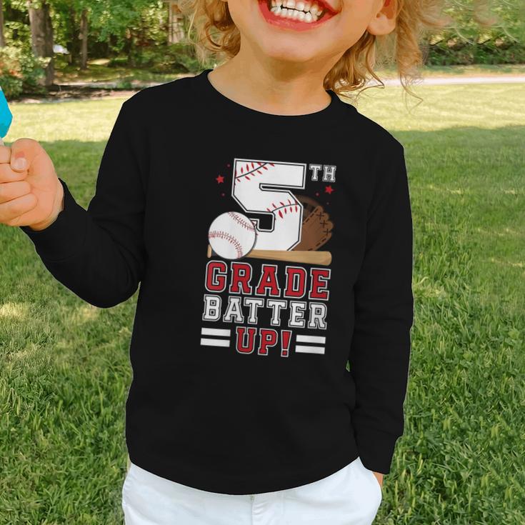Fifth Grade Batter Up Baseball First Day Back To School Graphic Toddler Long Sleeve Tee