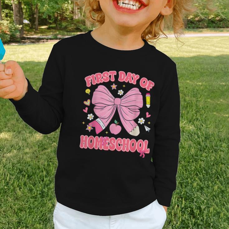 First Day Of Homeschool Coquette Back To School Girls Graphic Toddler Long Sleeve Tee First Day Of Homeschool Coquette Back To School Girls Graphic Toddler Long Sleeve Tee