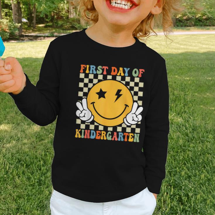First Day Of Kindergarten Retro Back To School Girls Kids Graphic Toddler Long Sleeve Tee First Day Of Kindergarten Retro Back To School Girls Kids Graphic Toddler Long Sleeve Tee
