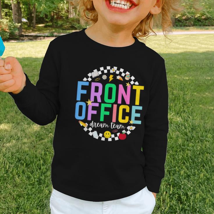 Front Office Squad Back To School Happy First Day Of School Graphic Toddler Long Sleeve Tee Front Office Squad Back To School Happy First Day Of School Graphic Toddler Long Sleeve Tee