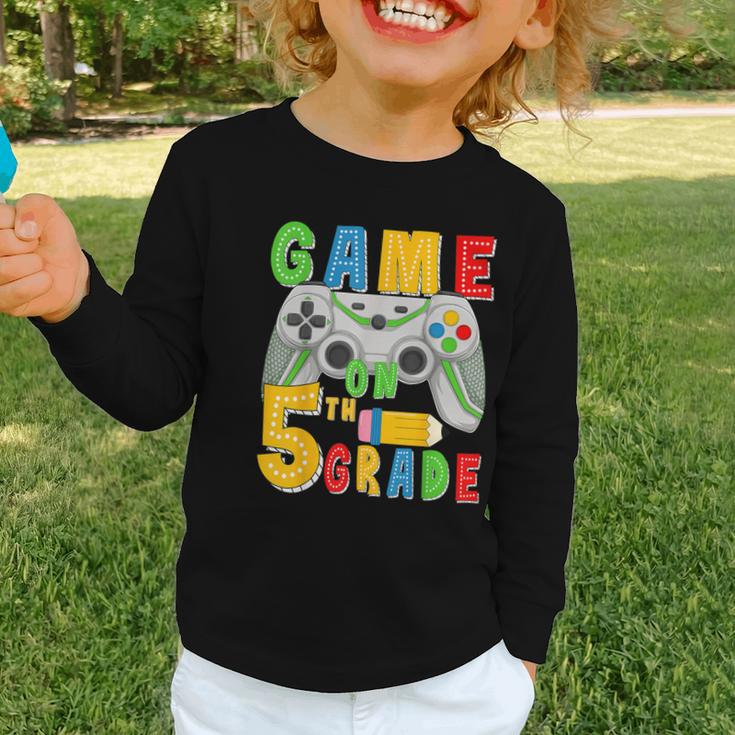 Game On Fifth Grade Back To School Gamer 5th Grade Boys Kids Graphic Toddler Long Sleeve Tee