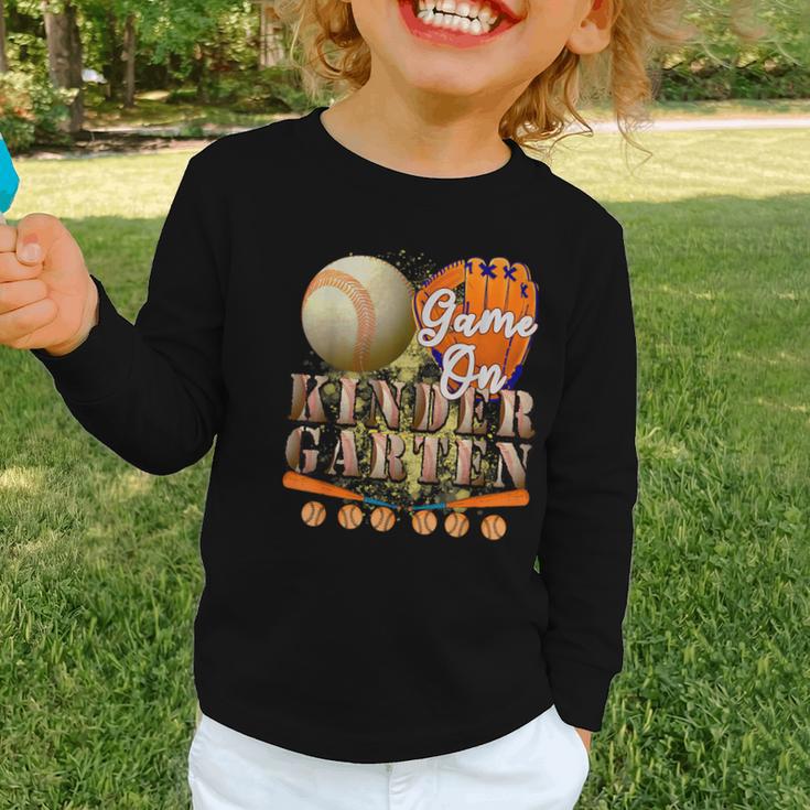 Game On Kindergarten Baseball Back To School Student Kid Boy Graphic Toddler Long Sleeve Tee Game On Kindergarten Baseball Back To School Student Kid Boy Graphic Toddler Long Sleeve Tee