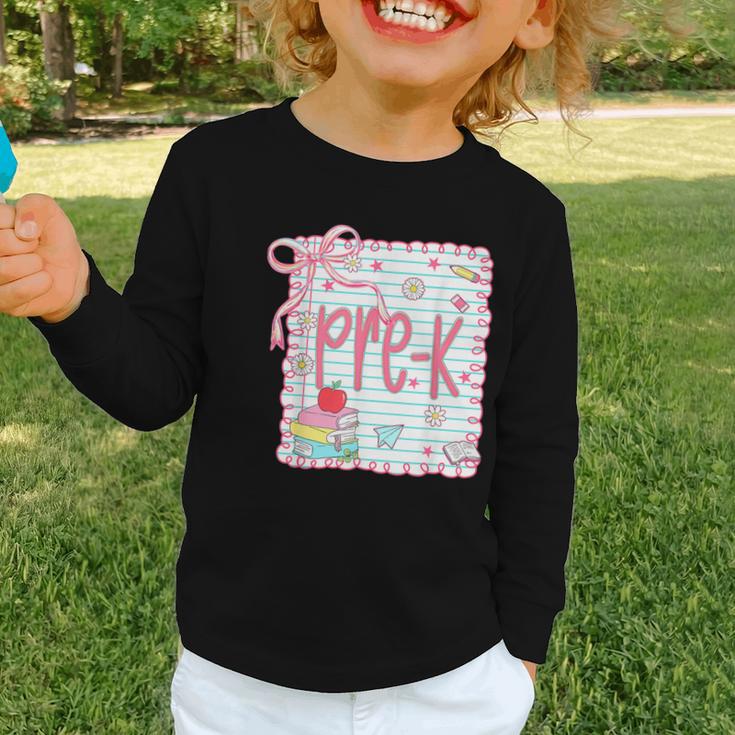 Girls Pre-K Coquette Bow Pink Preppy Back To School Graphic Toddler Long Sleeve Tee Girls Pre-K Coquette Bow Pink Preppy Back To School Graphic Toddler Long Sleeve Tee