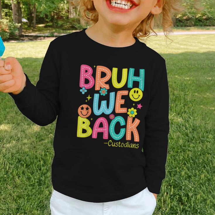 Groovy Custodian Bruh We Back To School Janitor Retro Graphic Toddler Long Sleeve Tee Groovy Custodian Bruh We Back To School Janitor Retro Graphic Toddler Long Sleeve Tee