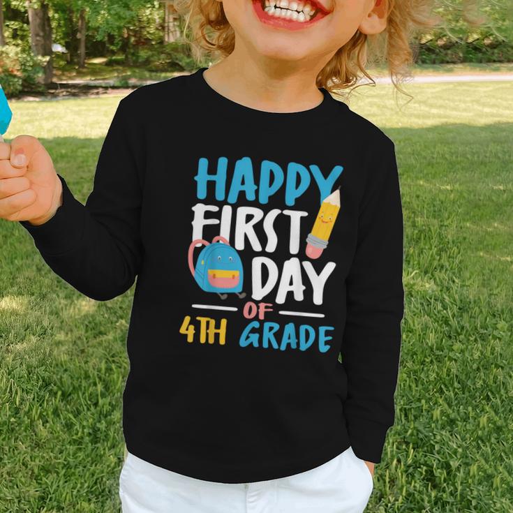 Happy First Day Of 4th Grade Student Back To School Graphic Toddler Long Sleeve Tee Happy First Day Of 4th Grade Student Back To School Graphic Toddler Long Sleeve Tee