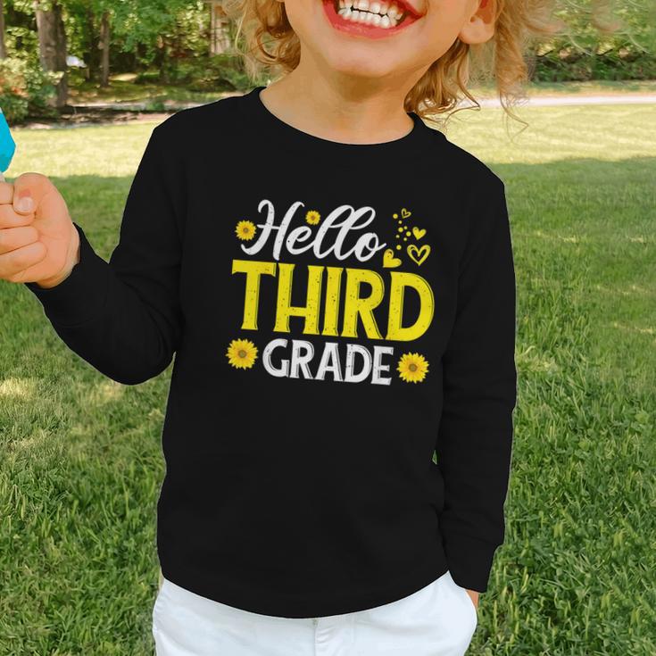 Hello Third Grade Sunflower 3rd Grade Vibes Back To School Graphic Toddler Long Sleeve Tee Hello Third Grade Sunflower 3rd Grade Vibes Back To School Graphic Toddler Long Sleeve Tee