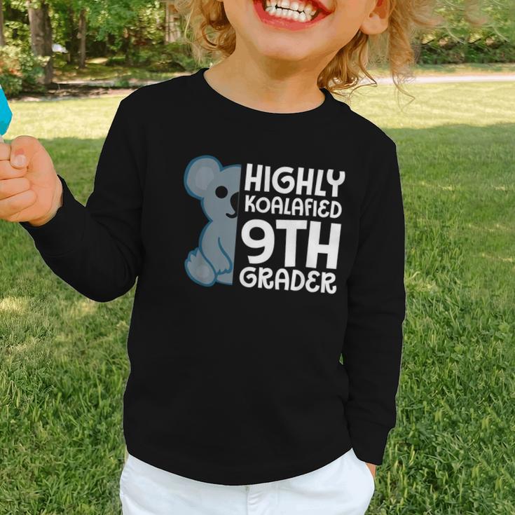Highly Koalafied 9th Grader Koala Back To School Graphic Toddler Long Sleeve Tee Highly Koalafied 9th Grader Koala Back To School Graphic Toddler Long Sleeve Tee