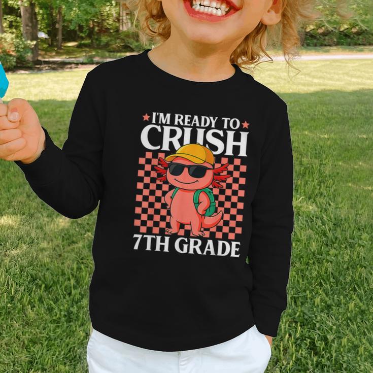 I'm Ready To Crush 7th Grade Axolotl Back To School Graphic Toddler Long Sleeve Tee I'm Ready To Crush 7th Grade Axolotl Back To School Graphic Toddler Long Sleeve Tee