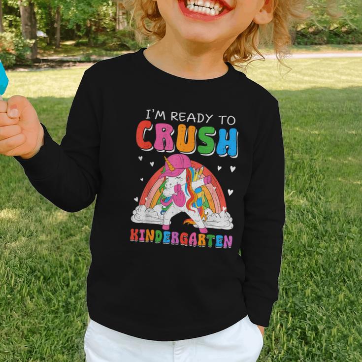 I'm Ready To Crush Kindergarten Unicorn Back To School Girls Graphic Toddler Long Sleeve Tee I'm Ready To Crush Kindergarten Unicorn Back To School Girls Graphic Toddler Long Sleeve Tee