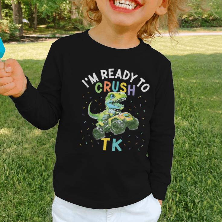 I'm Ready To Crush TK Dinosaur Back To School TK Kid Graphic Toddler Long Sleeve Tee I'm Ready To Crush TK Dinosaur Back To School TK Kid Graphic Toddler Long Sleeve Tee