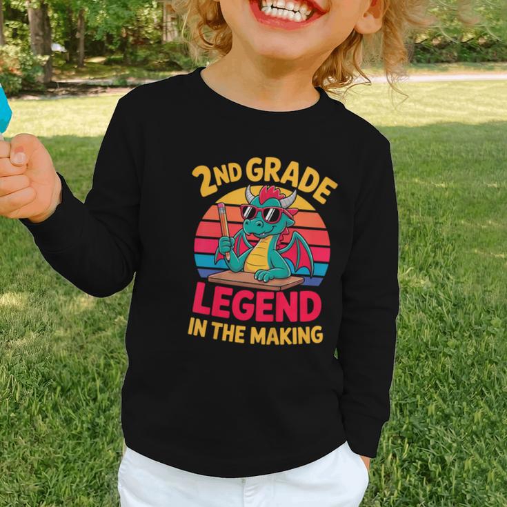 Kids 2nd Grade Dragon Boys Girls Back To School Graphic Toddler Long Sleeve Tee
