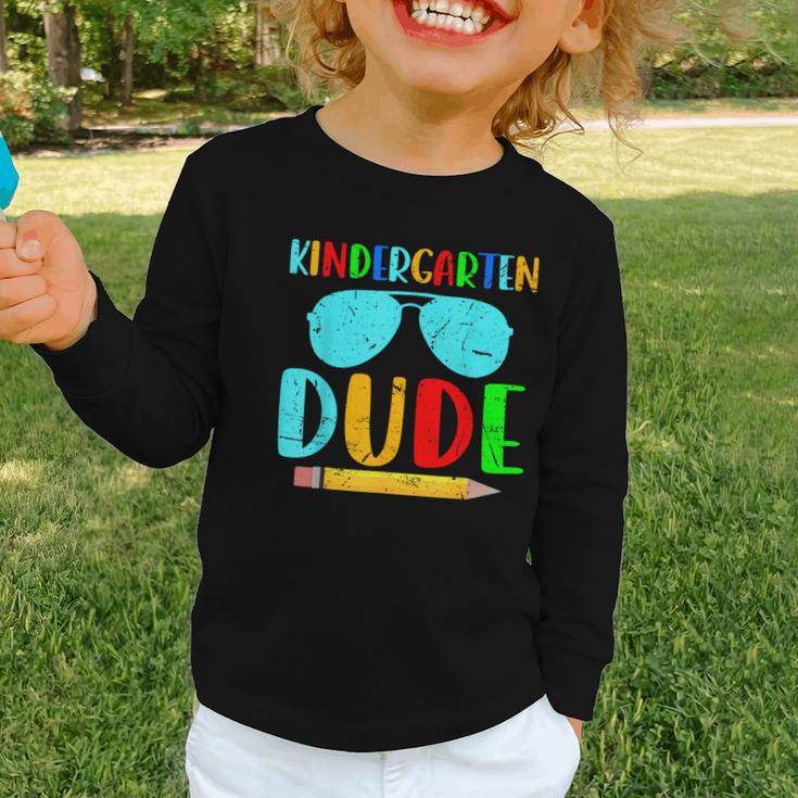Kindergarten Dude First Day Back To School Kids Boys Graphic Toddler Long Sleeve Tee Kindergarten Dude First Day Back To School Kids Boys Graphic Toddler Long Sleeve Tee