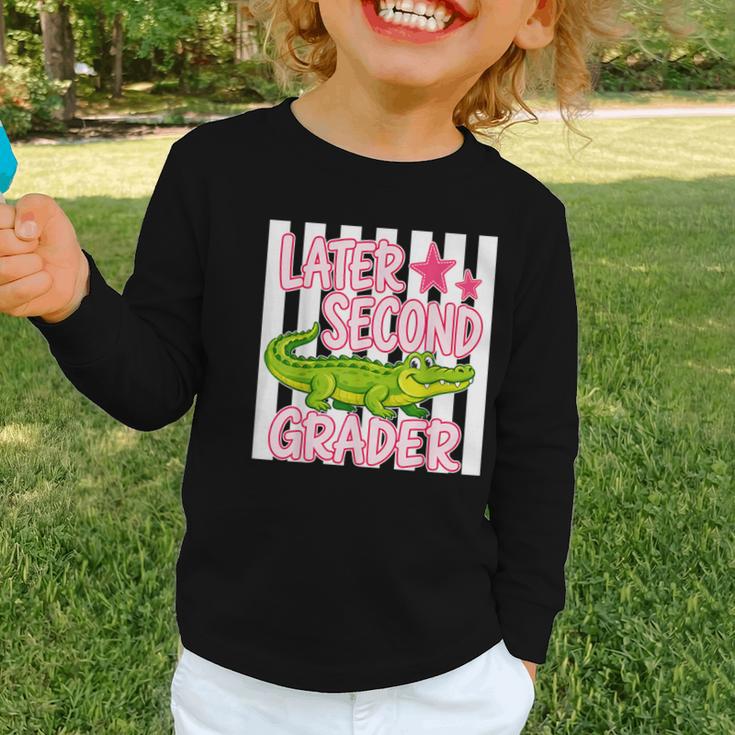 Later Second Grader Cute Alligator Back To School Graduation Graphic Toddler Long Sleeve Tee Later Second Grader Cute Alligator Back To School Graduation Graphic Toddler Long Sleeve Tee