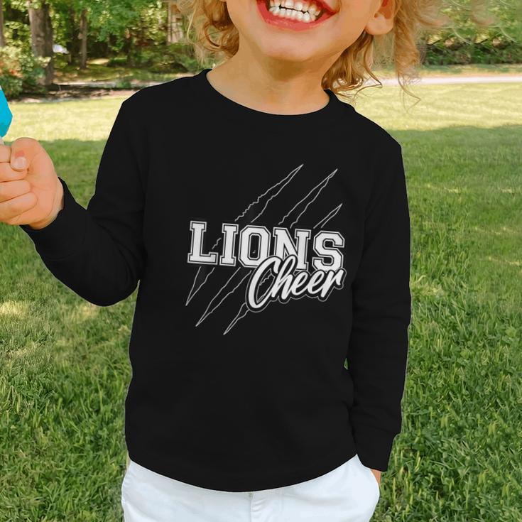 Lions Cheer Back To School Cheerleading Team Spirit Graphic Toddler Long Sleeve Tee Lions Cheer Back To School Cheerleading Team Spirit Graphic Toddler Long Sleeve Tee
