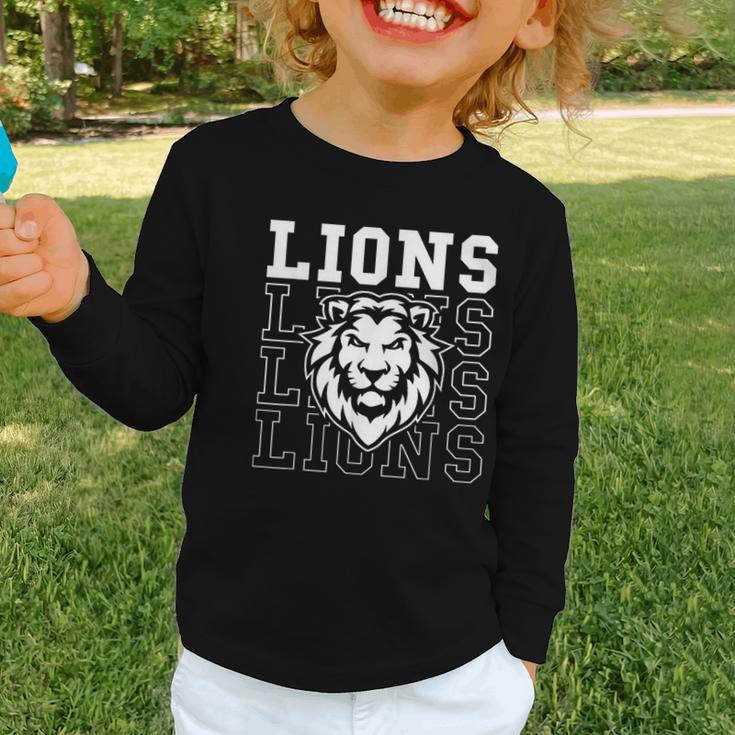 Lions School Spirit Fan Team Back To School Graphic Toddler Long Sleeve Tee