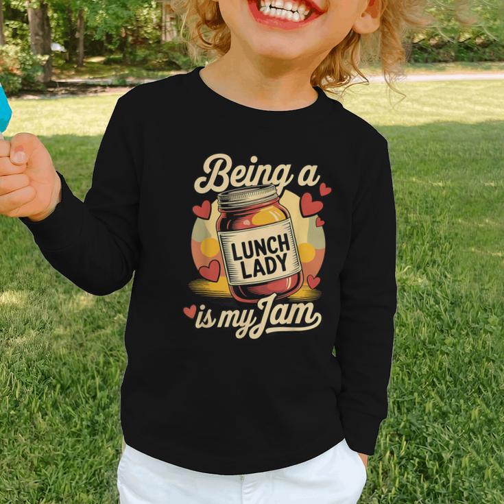 Being a Lunch Lady Is My Jam Retro Jam Jar Back To School Graphic Toddler Long Sleeve Tee Being a Lunch Lady Is My Jam Retro Jam Jar Back To School Graphic Toddler Long Sleeve Tee