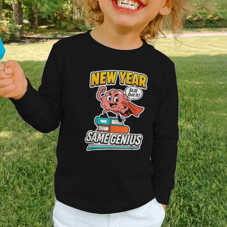 New Year Same Genius Confident Back To School Vibe Graphic Toddler Long Sleeve Tee New Year Same Genius Confident Back To School Vibe Graphic Toddler Long Sleeve Tee