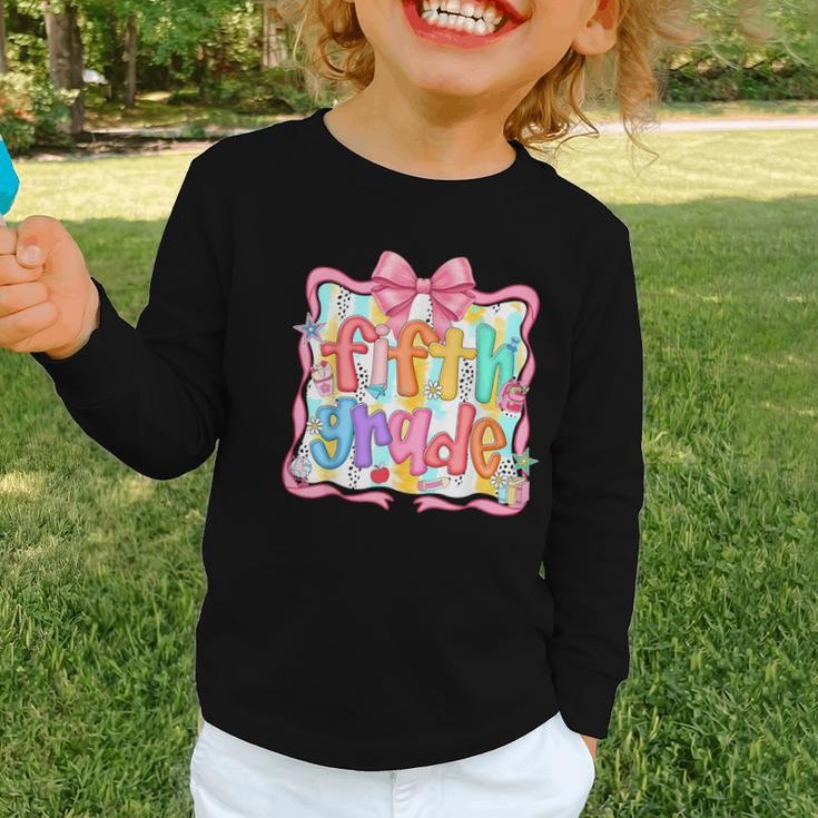 Preppy Back To School Fifth Grade Coquette Bow Women Girl Graphic Toddler Long Sleeve Tee Preppy Back To School Fifth Grade Coquette Bow Women Girl Graphic Toddler Long Sleeve Tee