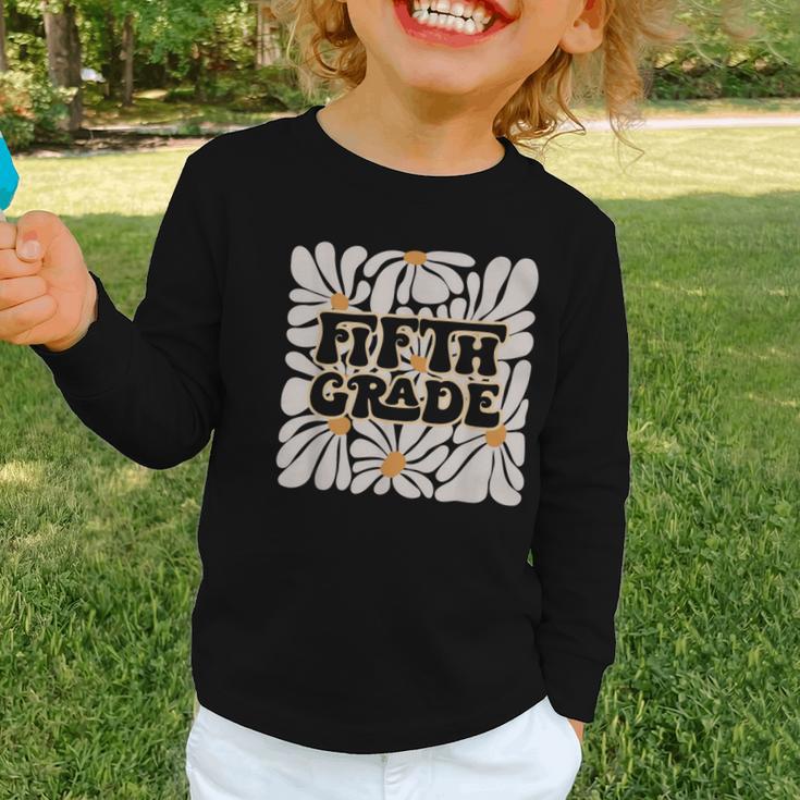 Retro Flower Power Squared Fifth 5th Grade Back To School Graphic Toddler Long Sleeve Tee Retro Flower Power Squared Fifth 5th Grade Back To School Graphic Toddler Long Sleeve Tee