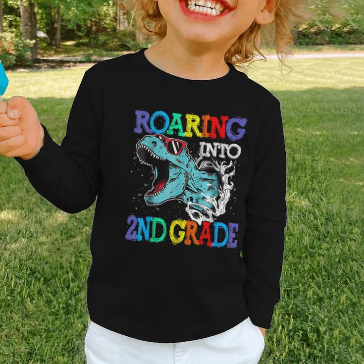 Roaring Into 2Nd Grade DinosaurRex Back To School Graphic Toddler Long Sleeve Tee