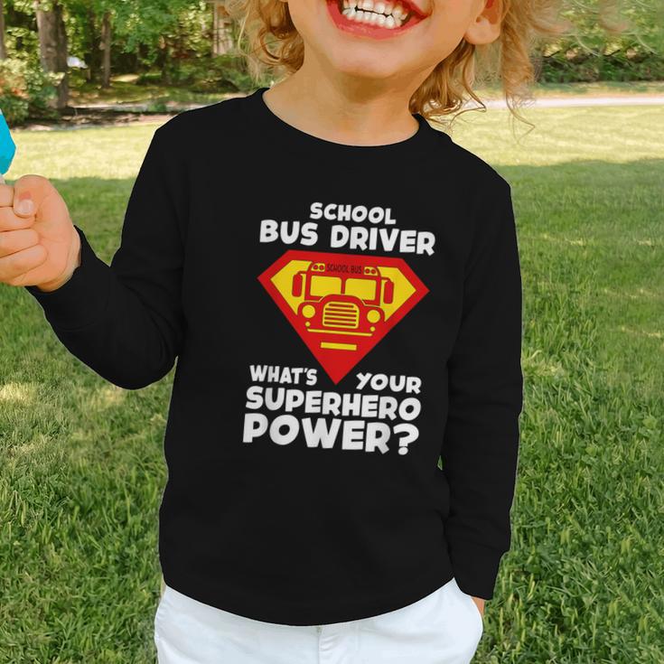 School Bus Driver Superhero Back To School Graphic Toddler Long Sleeve Tee School Bus Driver Superhero Back To School Graphic Toddler Long Sleeve Tee