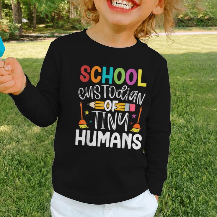 School Custodian Of Tiny Humans Back To School Janitor Graphic Toddler Long Sleeve Tee School Custodian Of Tiny Humans Back To School Janitor Graphic Toddler Long Sleeve Tee