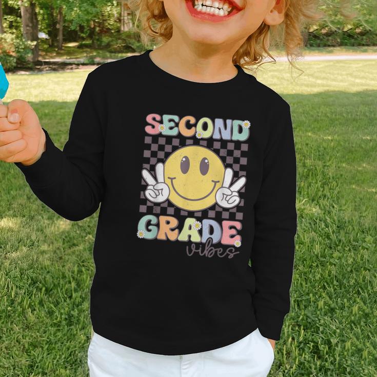 Second Grade Vibes Smile Face 2nd Grade Team Back To School Graphic Toddler Long Sleeve Tee Second Grade Vibes Smile Face 2nd Grade Team Back To School Graphic Toddler Long Sleeve Tee