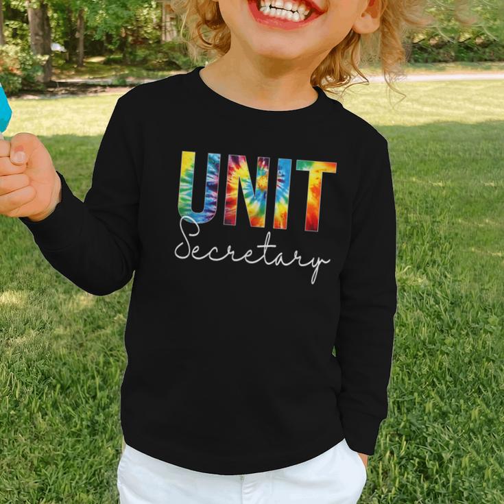 Unit Secretary Women Tie Dye Back To School Appreciation Day Graphic Toddler Long Sleeve Tee Unit Secretary Women Tie Dye Back To School Appreciation Day Graphic Toddler Long Sleeve Tee