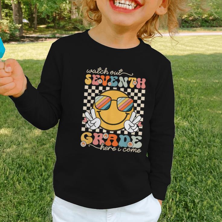 Watch Out Seventh Grade Here I Come Back To School 7th Grade Graphic Toddler Long Sleeve Tee Watch Out Seventh Grade Here I Come Back To School 7th Grade Graphic Toddler Long Sleeve Tee