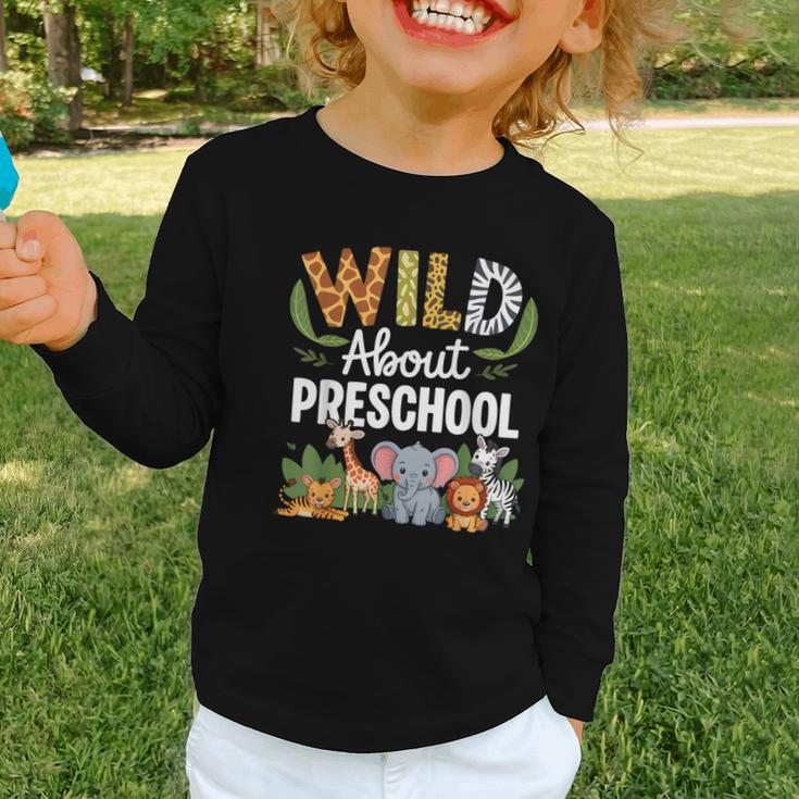 Wild About Preschool Back To School Jungle Theme Classroom Graphic Toddler Long Sleeve Tee