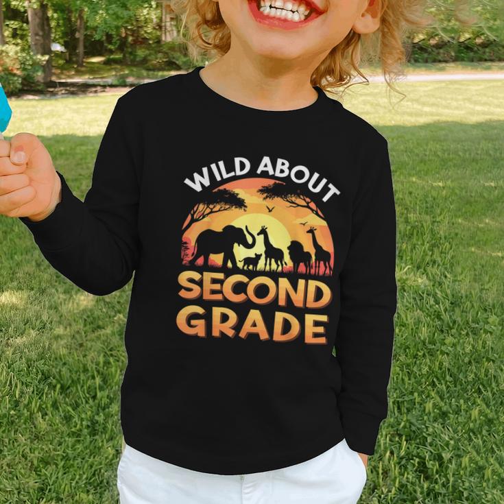 Wild About Second Grade Zoo Animals Back To School Safari Graphic Toddler Long Sleeve Tee