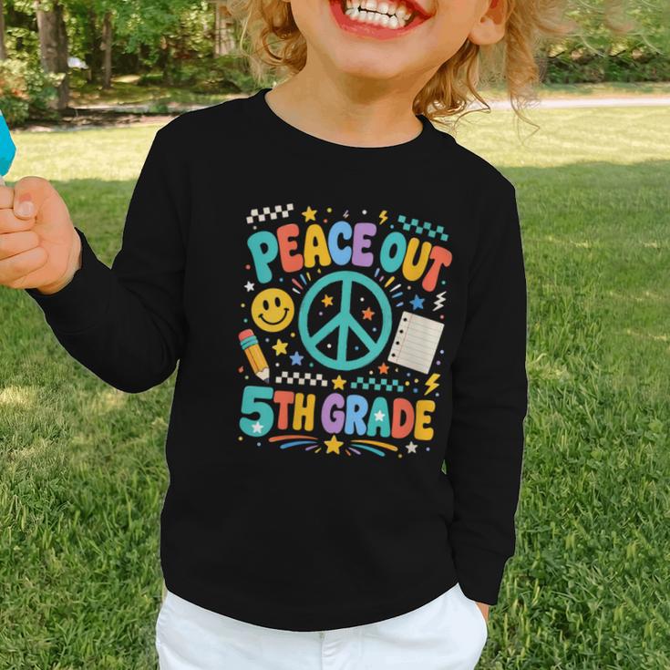 Women's Peace Out 5th Grade Retro Back To School Students Graphic Toddler Long Sleeve Tee Women's Peace Out 5th Grade Retro Back To School Students Graphic Toddler Long Sleeve Tee