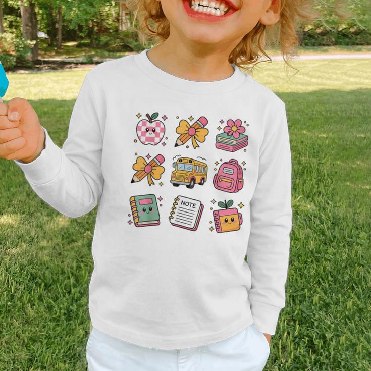 Back To School Coquette Bow First Day Of School Toddler Girl Graphic Toddler Long Sleeve Tee Back To School Coquette Bow First Day Of School Toddler Girl Graphic Toddler Long Sleeve Tee