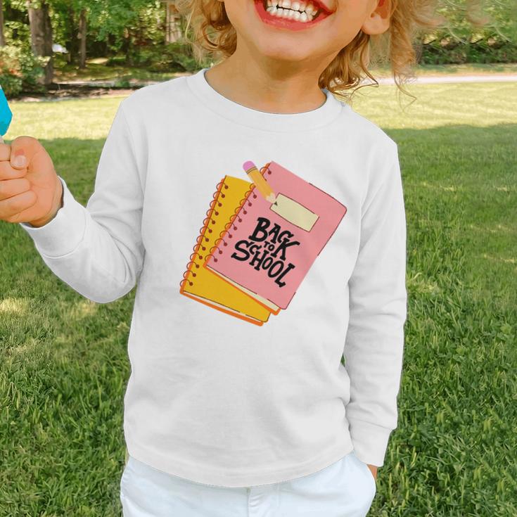 Back To School Notebook And Pencil Graphic Design Premium Tri-Blend Graphic Toddler Long Sleeve Tee Back To School Notebook And Pencil Graphic Design Premium Tri-Blend Graphic Toddler Long Sleeve Tee