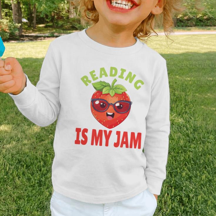 Back To School Reading Is My Jam School Librarian Premium Tri-Blend Graphic Toddler Long Sleeve Tee