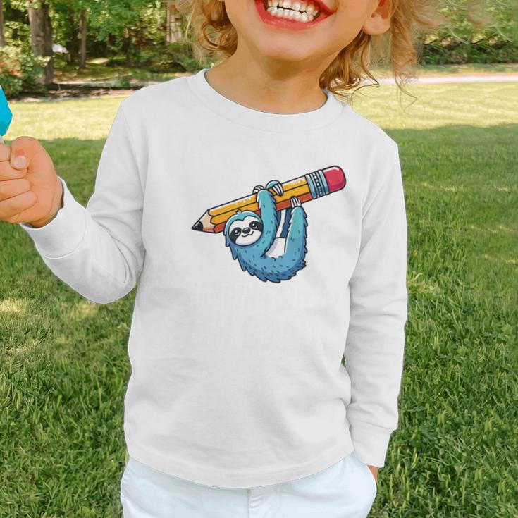 Back To School Seventh Grade Sloth Hanging Out In 7th Grade Performance Graphic Toddler Long Sleeve Tee