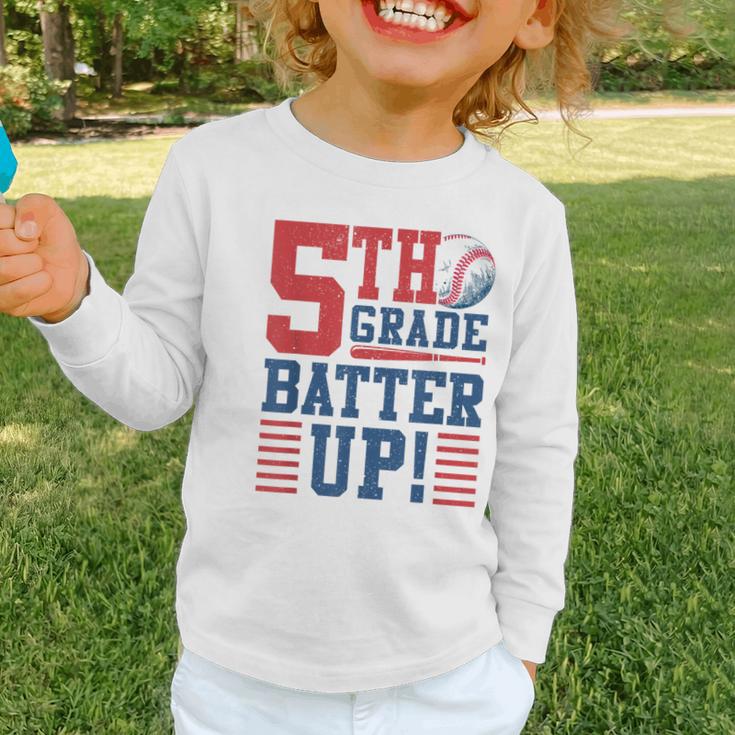 Baseball Fifth Grade Back To School 5th Grade Batter Up Graphic Toddler Long Sleeve Tee